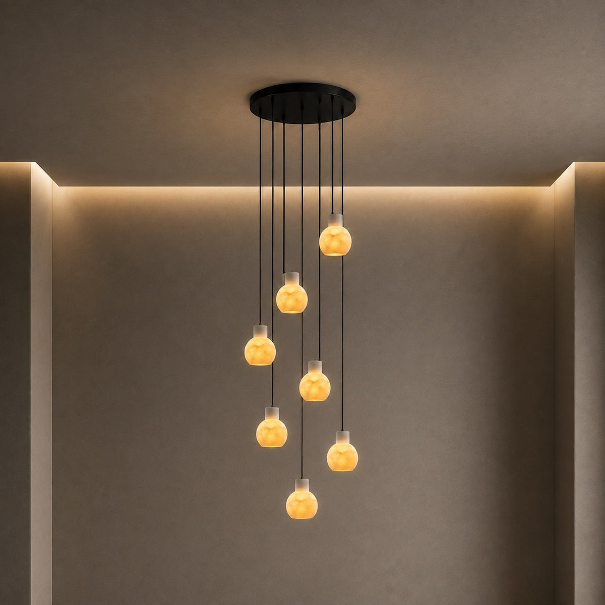 Alabaster Chandelier Hanging LED Light Fixture