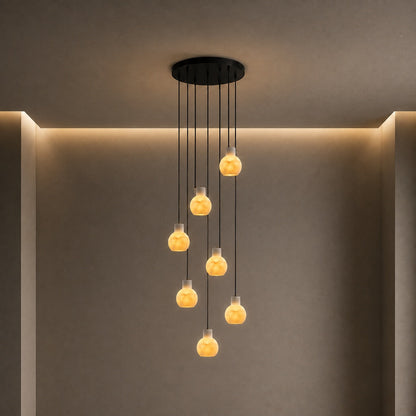 Alabaster Chandelier Hanging LED Light Fixture