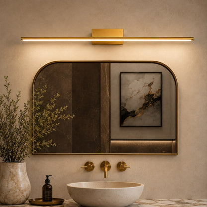 Brushed Brass Slim Cylinder LED Vanity Light 40–80cm 4000K