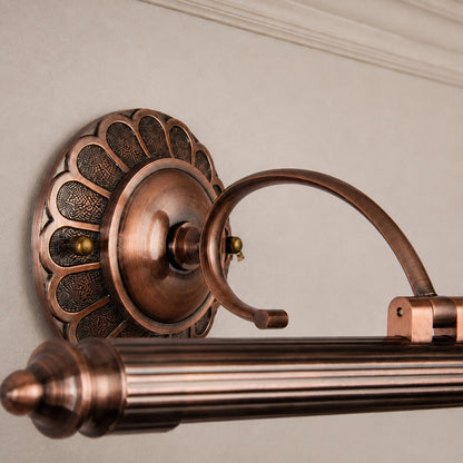 Retro Bronze Cylinder LED Vanity Light 70cm & 90cm Floral Wallplate