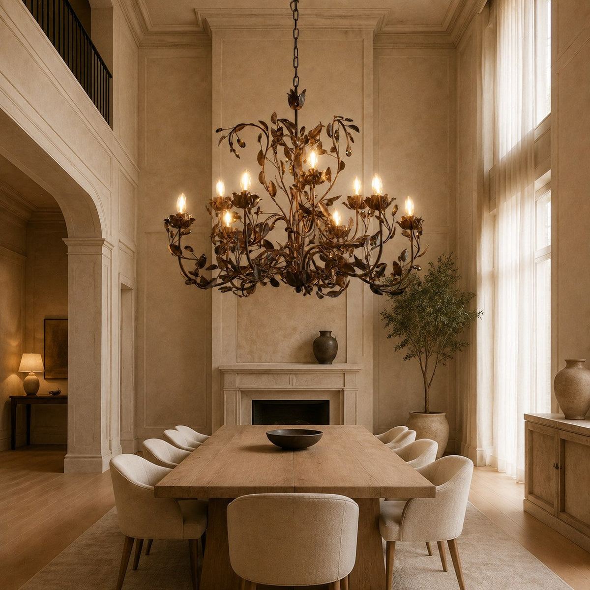 Luxury Crystal Leaf Round Chandelier