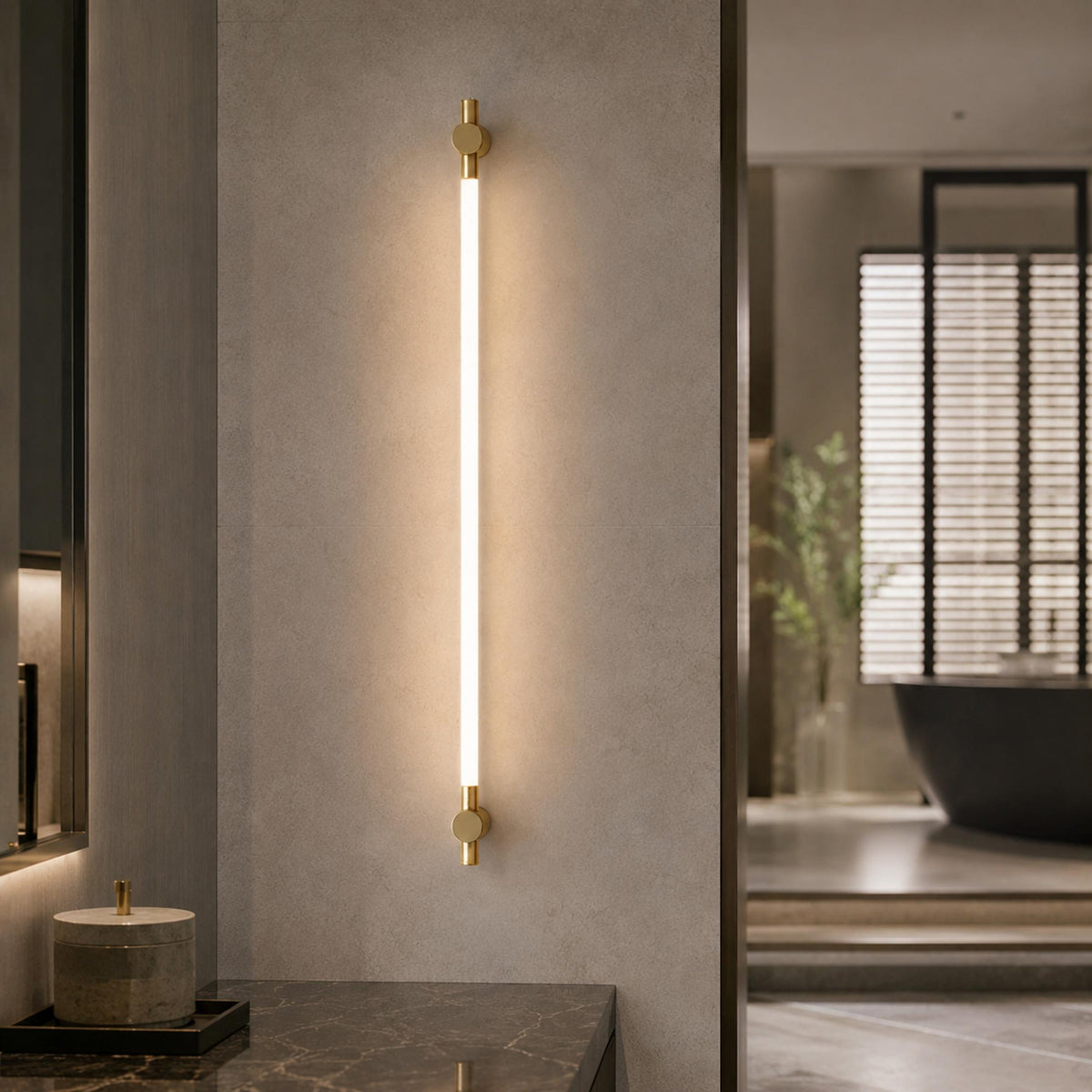 Brass Linear LED Vanity Light 90cm & 120cm Warm White Acrylic Diffuser