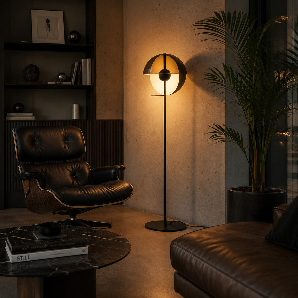 Iron & Acrylic Floor Lamp Adjustable Shade Dimmable LED