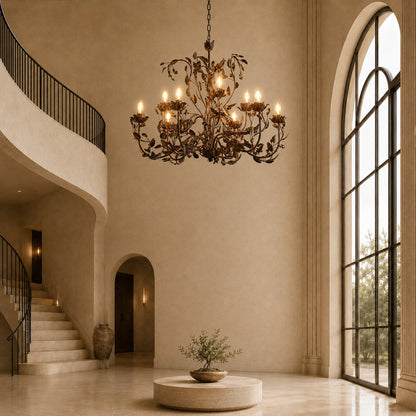 Luxury Crystal Leaf Round Chandelier