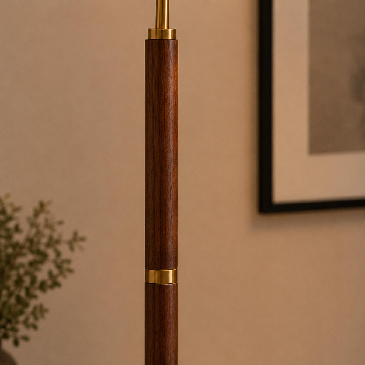Pleated Shade Floor Lamp Wooden Base Adjustable LED