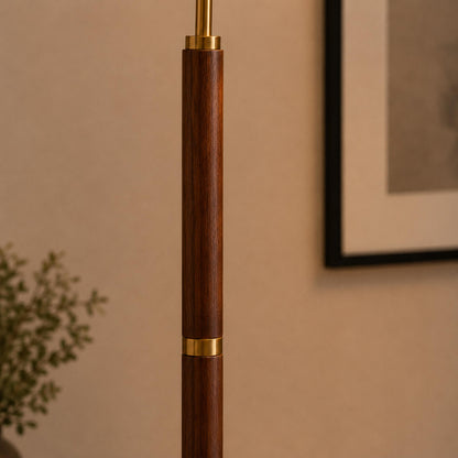 Pleated Shade Floor Lamp Wooden Base Adjustable LED