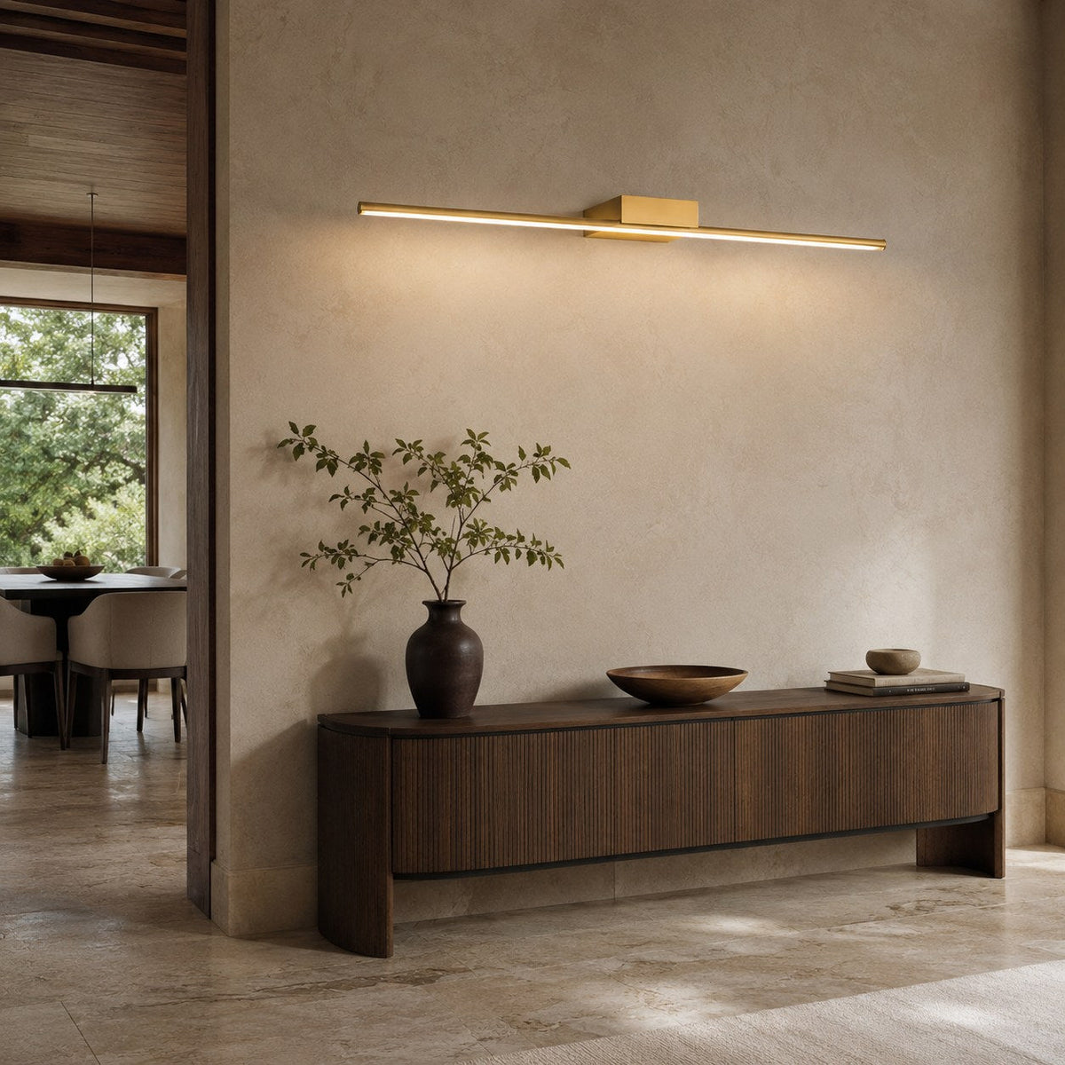 Brushed Brass Slim Cylinder LED Vanity Light 40–80cm 4000K
