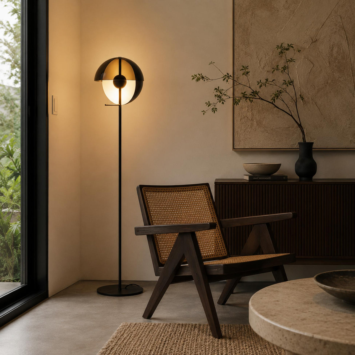 Iron & Acrylic Floor Lamp Adjustable Shade Dimmable LED