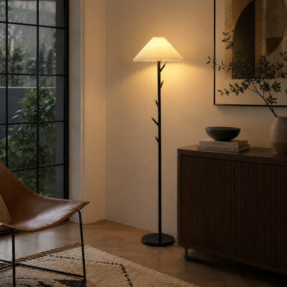 Coat Rack Floor Lamp Black Iron Adjustable LED Light
