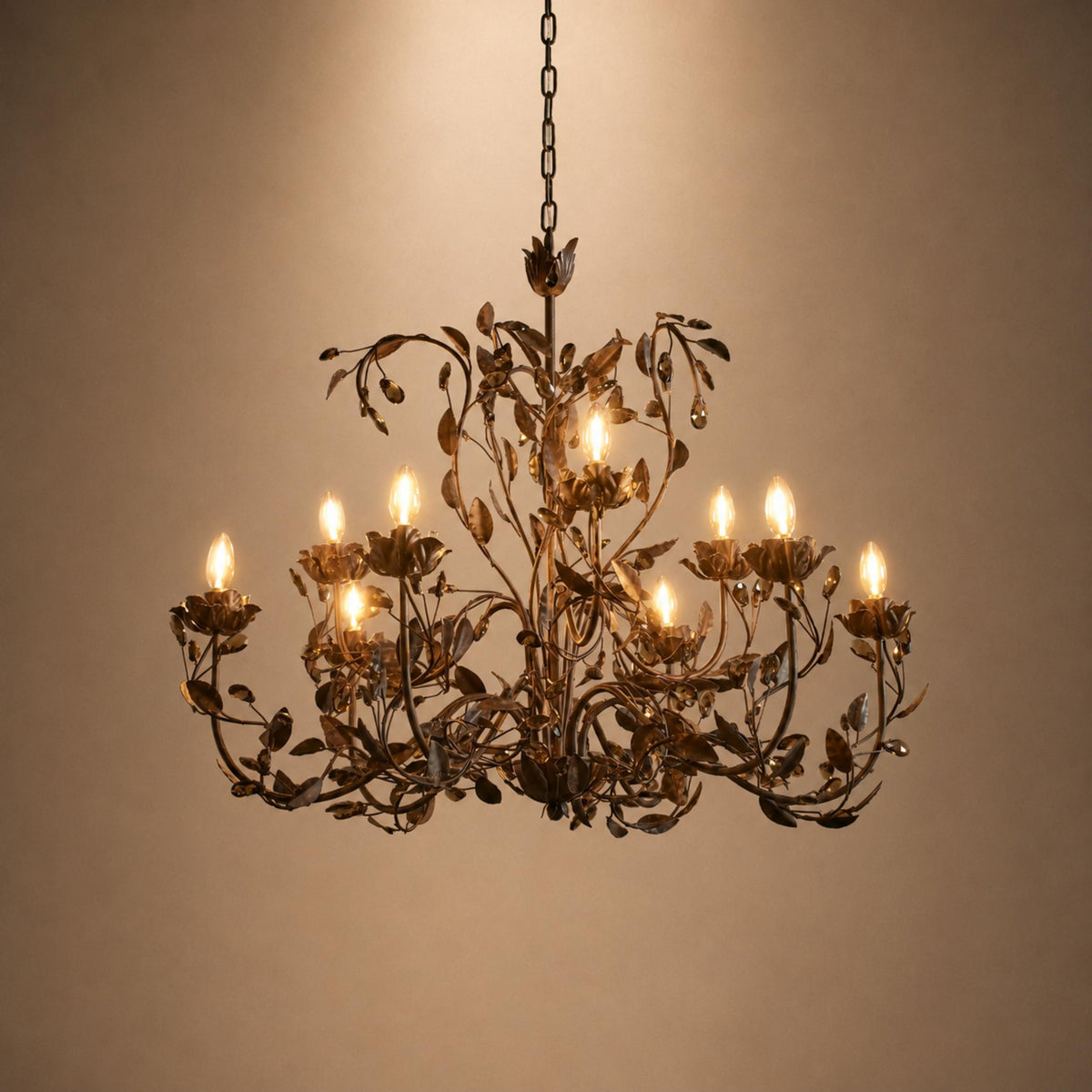Luxury Crystal Leaf Round Chandelier