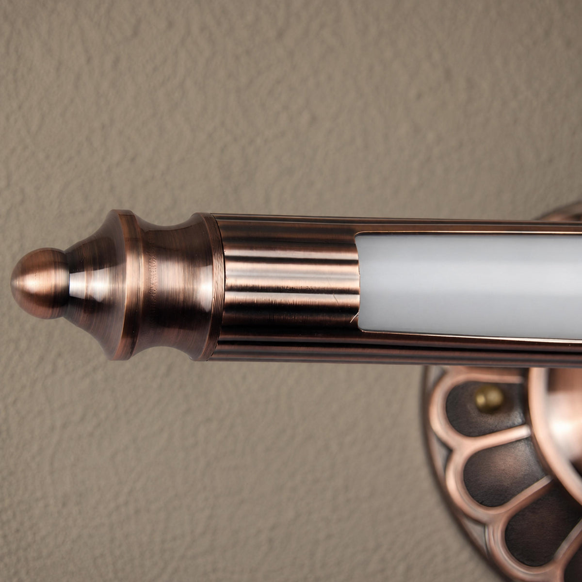 Retro Bronze Cylinder LED Vanity Light 70cm & 90cm Floral Wallplate