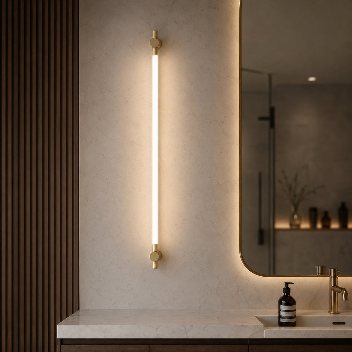 Brass Linear LED Vanity Light 90cm & 120cm Warm White Acrylic Diffuser